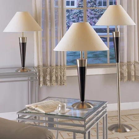 Contemporary 3 Piece Lamp Set and Shades